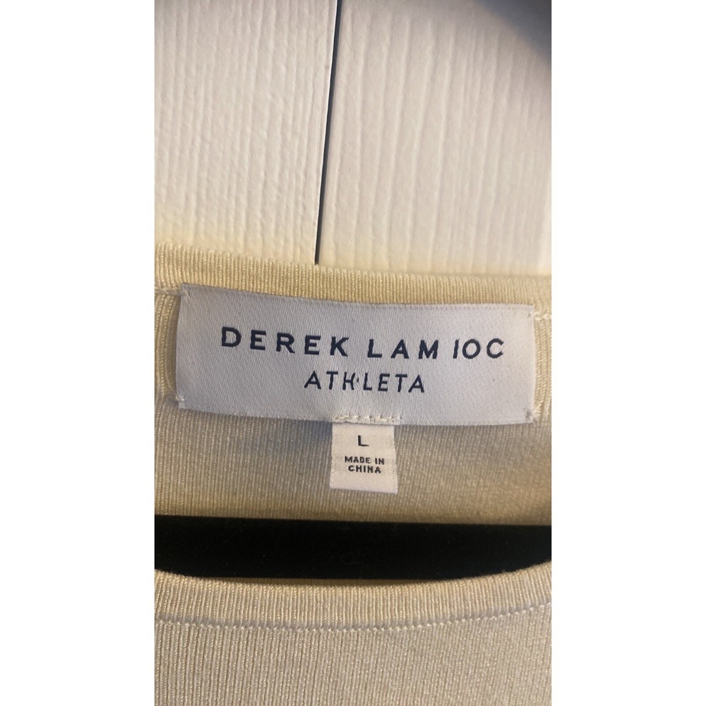 Derek Lam 10C Athleta Colorblock Sweater Dress Womens Size L Black Cream Lyocell - Picture 2 of 5